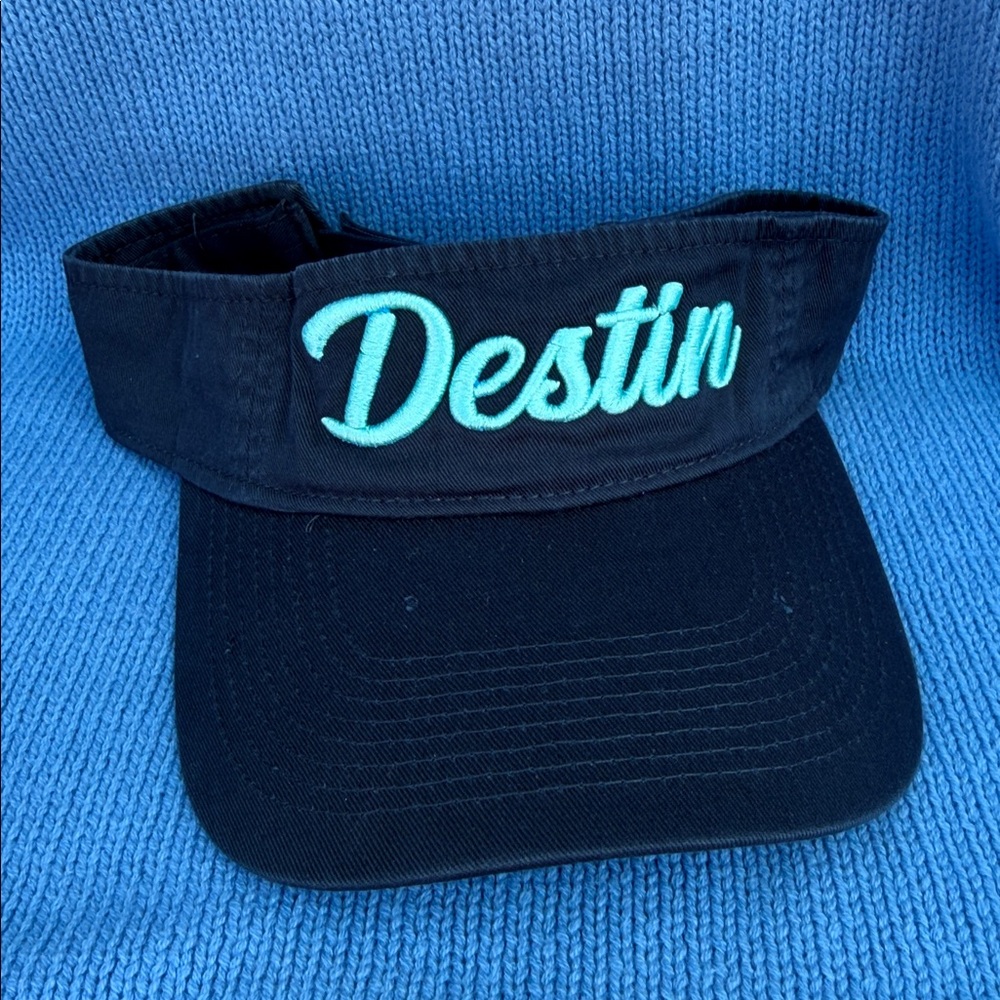DESTIN PUFF Embroidered Visor - Navy with puff embroidered logo